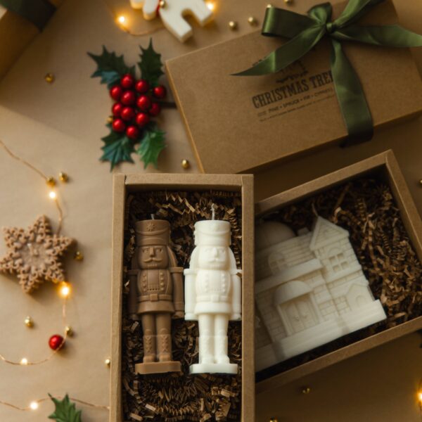 Nutcracker candle, Christmas candle decor: Caramel, Walk in the Woods, Individual Nutcracker