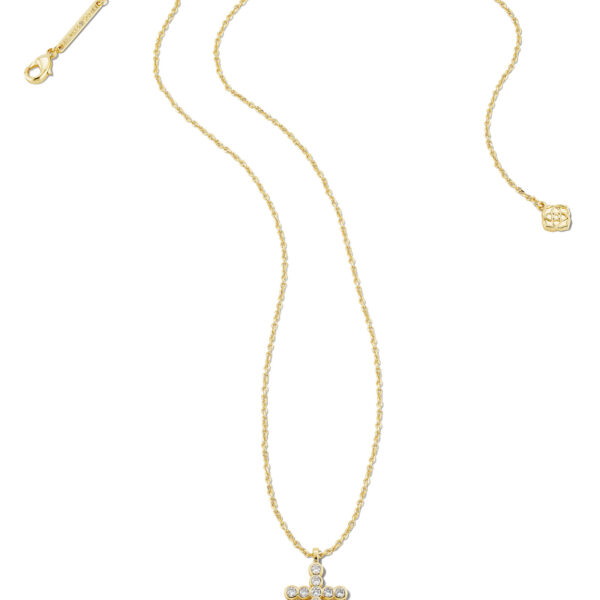 CROSS CRYSTAL PENDANT NECKLACE GOLD WHITE CRYSTAL - Image 2