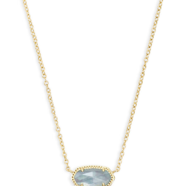 ELISA SHORT PENDANT NECKLACE GOLD LIGHT BLUE ILLUSION