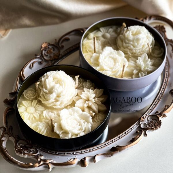 Flower Candle 12 oz 2x5.5in - Container : Lavender, Gloss White - Image 4