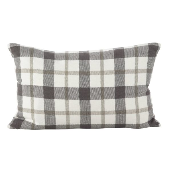 Plaid Pillow - Down Filled - Large Design: Grey, Down Insert, 20" - Image 4