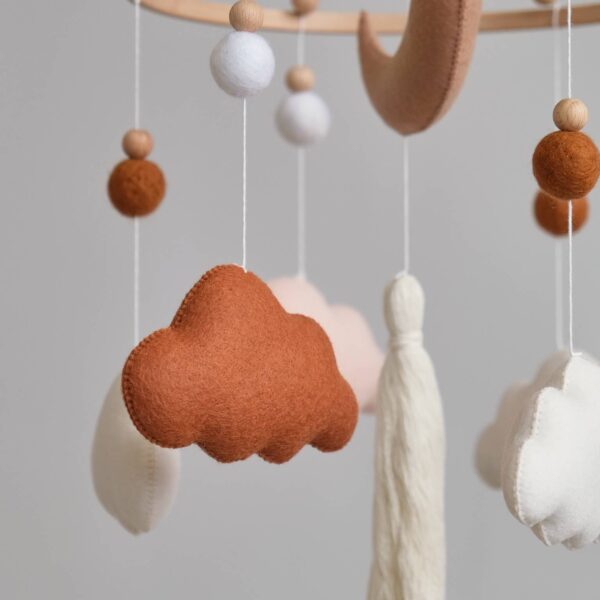 ChilDreams - Terracotta Baby Crib Mobile, Cloud Mobile, Nursery Mobile - Image 8