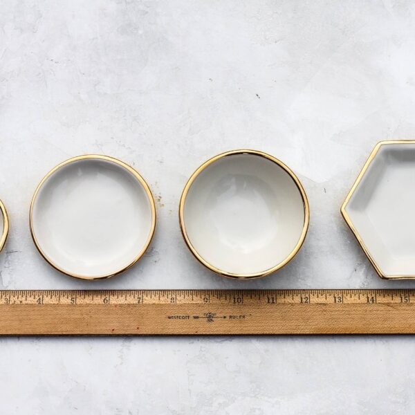 Apricity Ceramics - Opal Hexagon Tray | Jewelry Dish | Handmade with Gold