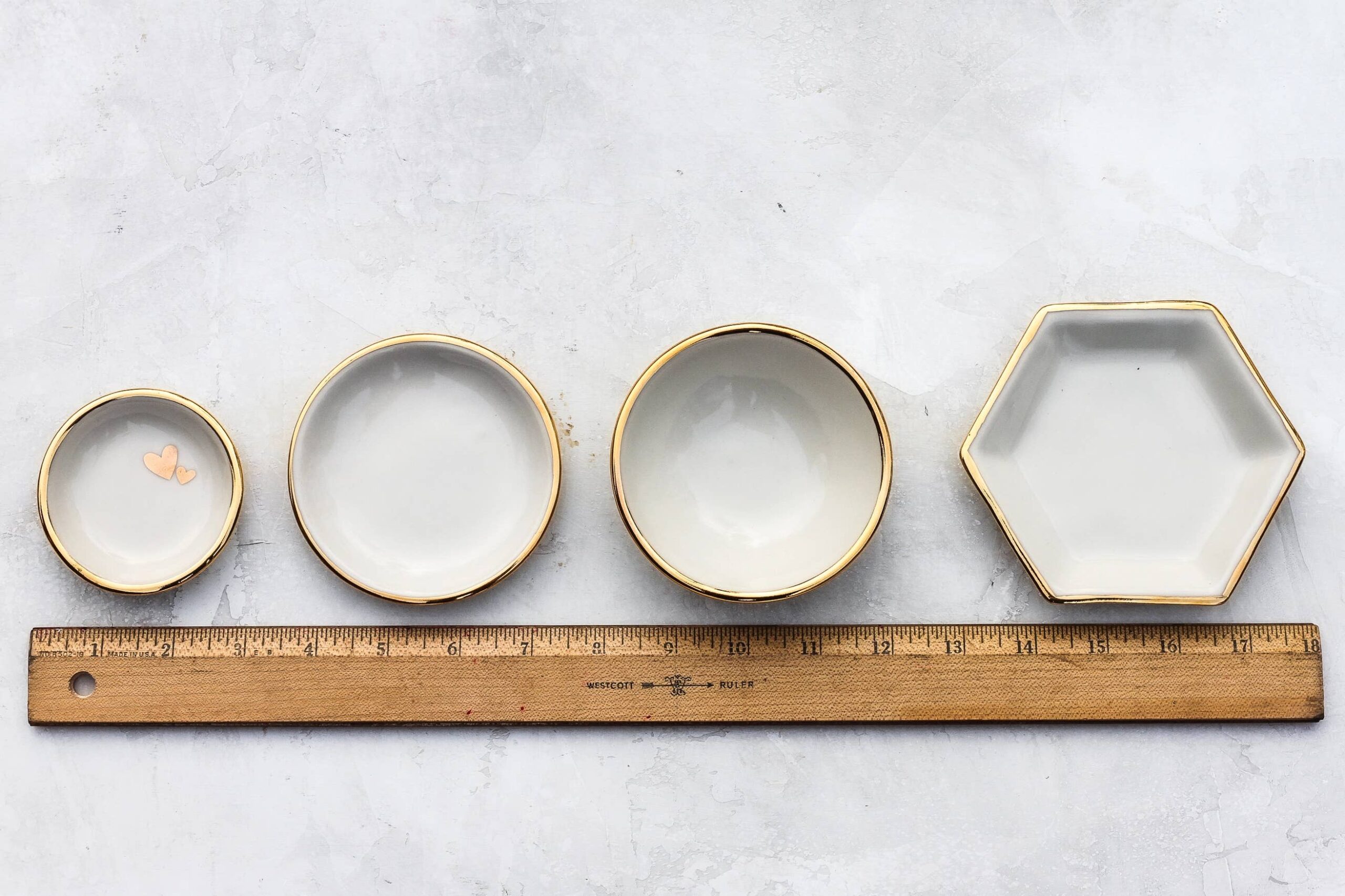 Apricity Ceramics - Opal Hexagon Tray | Jewelry Dish | Handmade with Gold