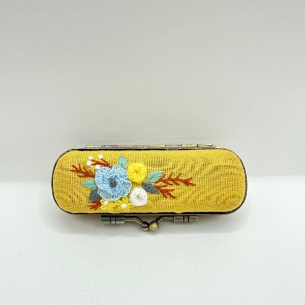 Embroidered Lipstick Case, Collection Cecilia (NO MIRROR): Orange - Image 8