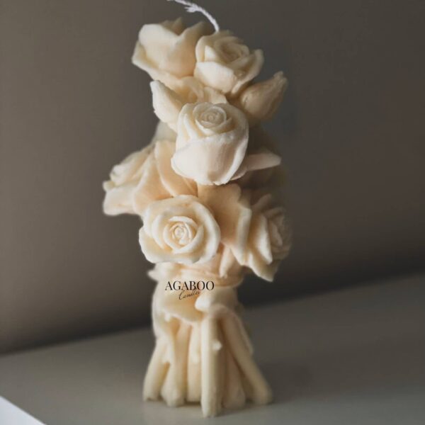 Romantic Rose Bouquet Candle 7.5x3.5in - Flowers: Peach, Bamboo & Coconut - Image 6