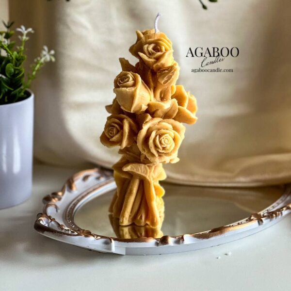 Romantic Rose Bouquet Candle 7.5x3.5in - Flowers: Peach, Bamboo & Coconut - Image 5
