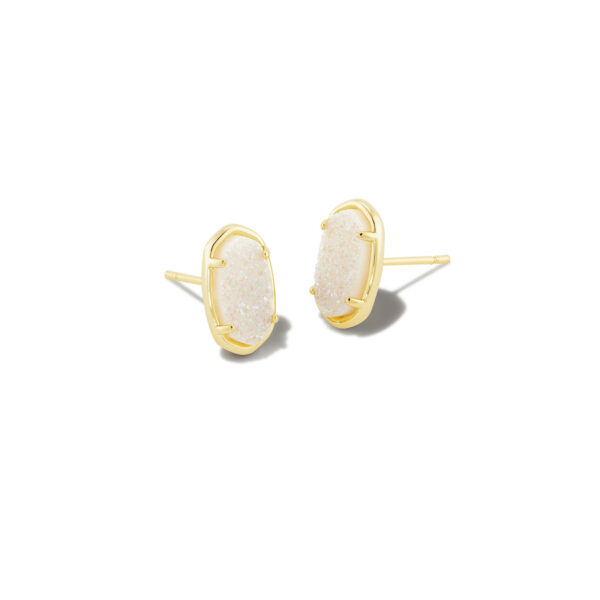 GRAYSON STONE STUD EARRINGS GOLD IRIDESCENT DRUSY