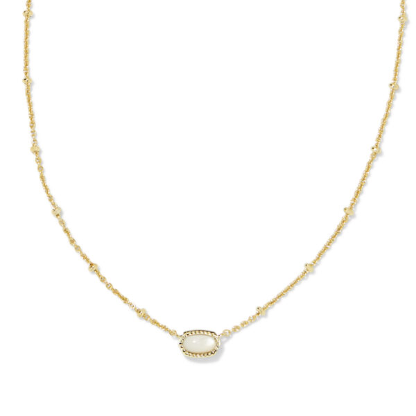 MINI ELISA SATELLITE SHORT PENDANT NECKLACE GOLD IVORY MOTHER OF PEARL