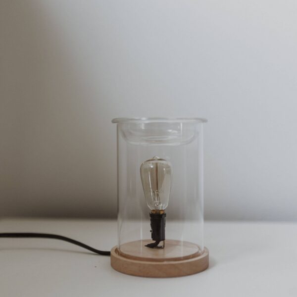 WAX WARMER - WOOD + GLASS WITH EDISON BULB - Image 5