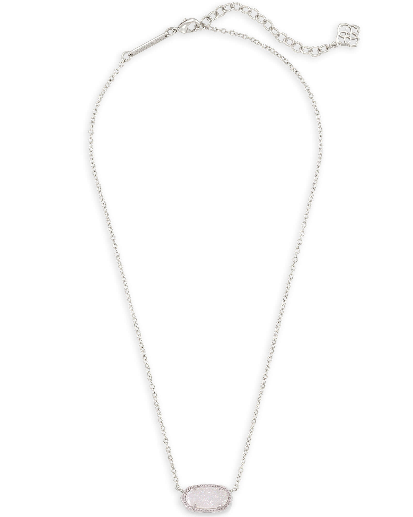 ELISA SHORT PENDANT NECKLACE RHODIUM IRIDESCENT DRUSY