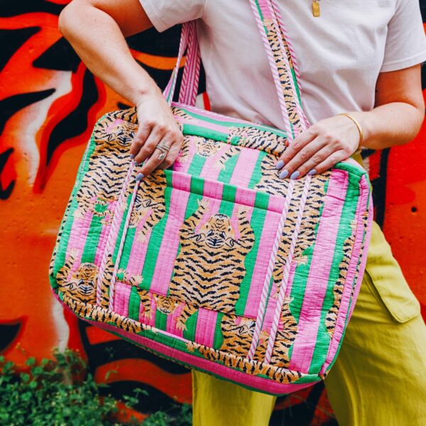 Quilted Weekender Bag | Jaguar Print - Image 6