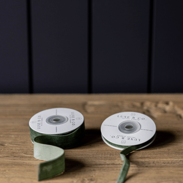 Forest Green Velvet Ribbon: Medium - Image 2