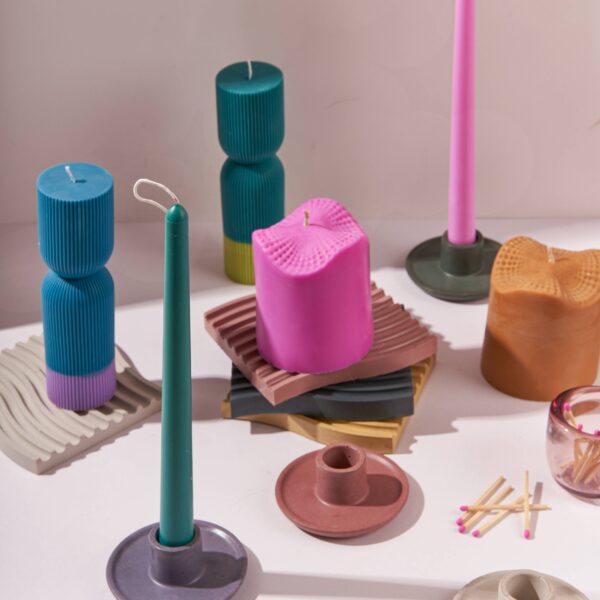 Ebb & Flow - Beeswax/Soy Blend Taper Candles - Fuchsia - Image 3