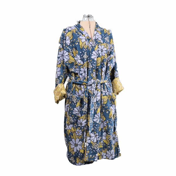 Handker Bandanas - Velvet Robe: Reversible Cotton Duster - Daisy - Image 2