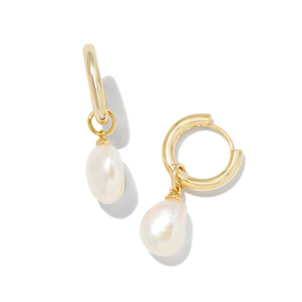 WILLA PEARL HUGGIE EARRINGS GOLD WHITE PEARL