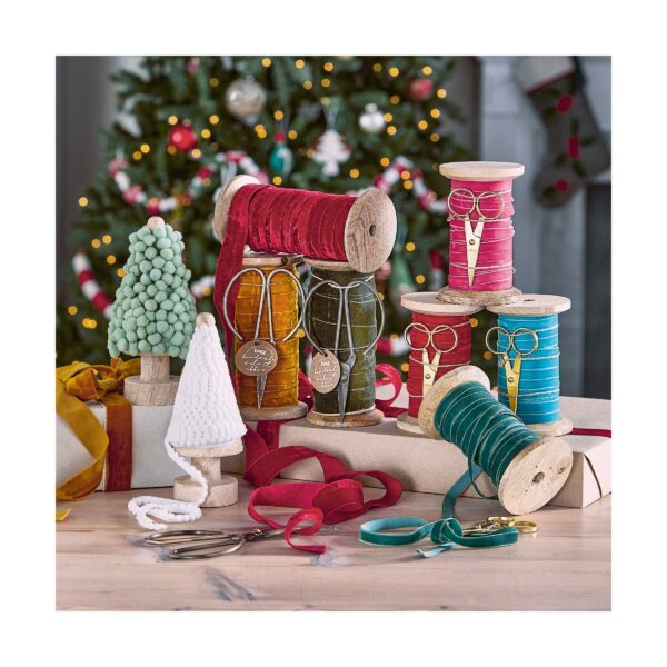 Velvet Ribbon With Scissor Spool 5yd - Red - Image 2