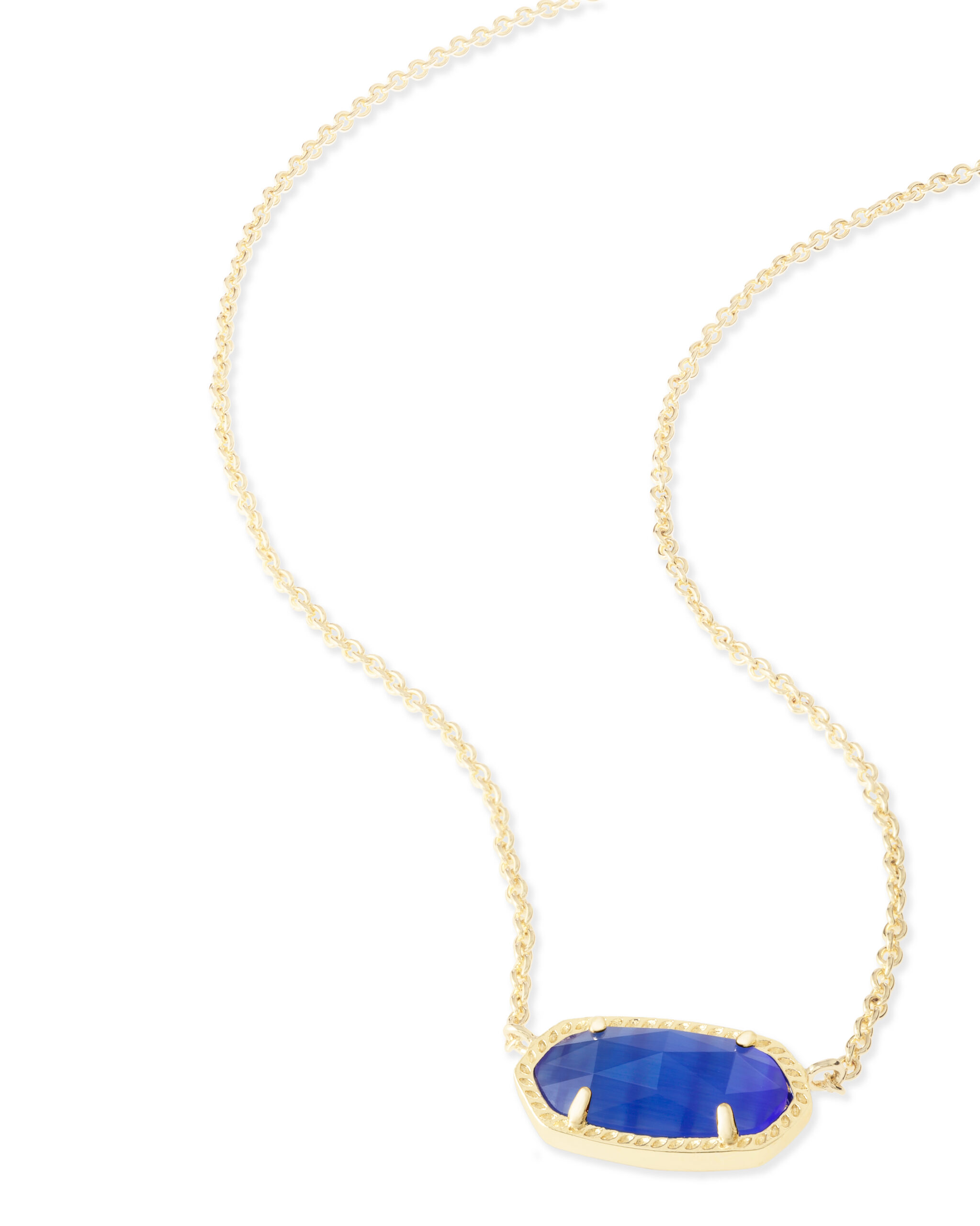 ELISA SHORT PENDANT NECKLACE GOLD COBALT CATS EYE