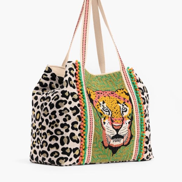 America & Beyond - Forestry Leopard Embellished Tote - Image 2