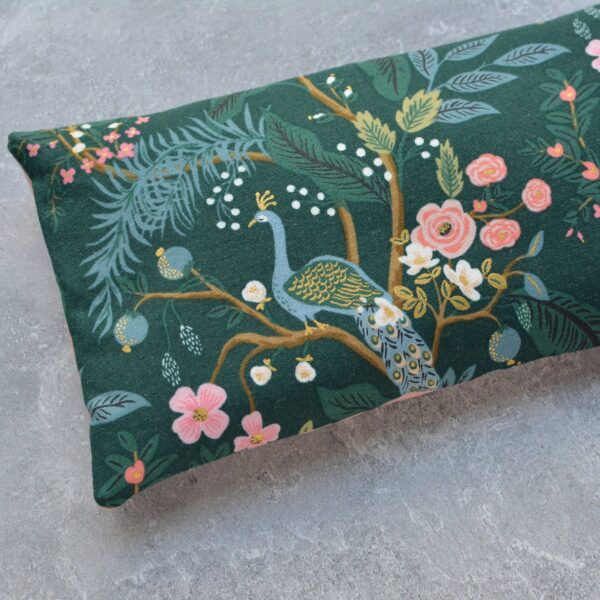 Weighted Eye Pillow in Peacock Garden Deep Teal Cotton: Mint - Image 2