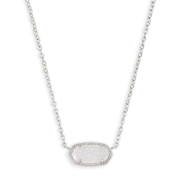 ELISA SHORT PENDANT NECKLACE RHODIUM IRIDESCENT DRUSY - Image 2