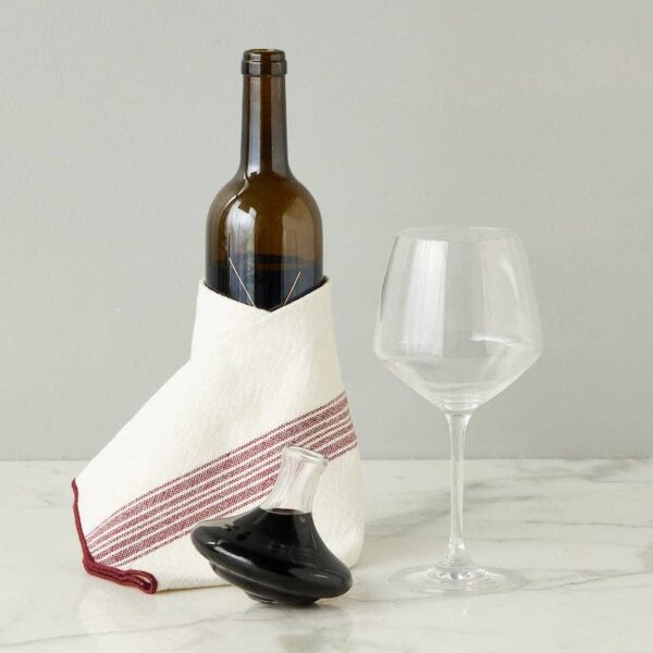 Dinner Napkins, Vintage Merlot Red Stripe, Set of 4 - Image 5