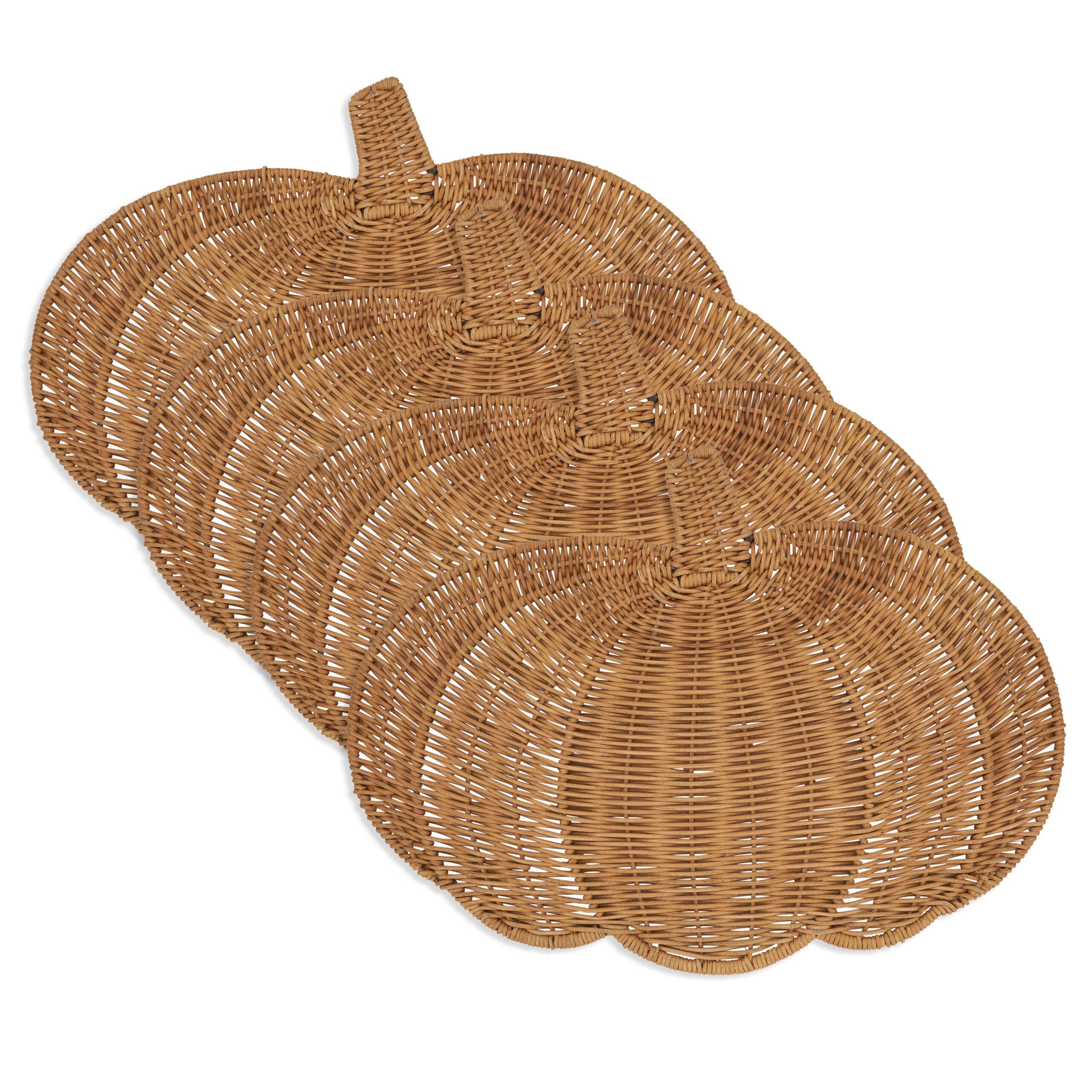 Fall Harvest Rattan Pumpkin Placemat: Caramel, 13"x17" - Image 8