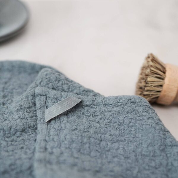 Linen Tales - Blue Fog Linen Dishcloth Set of 2 - Image 4