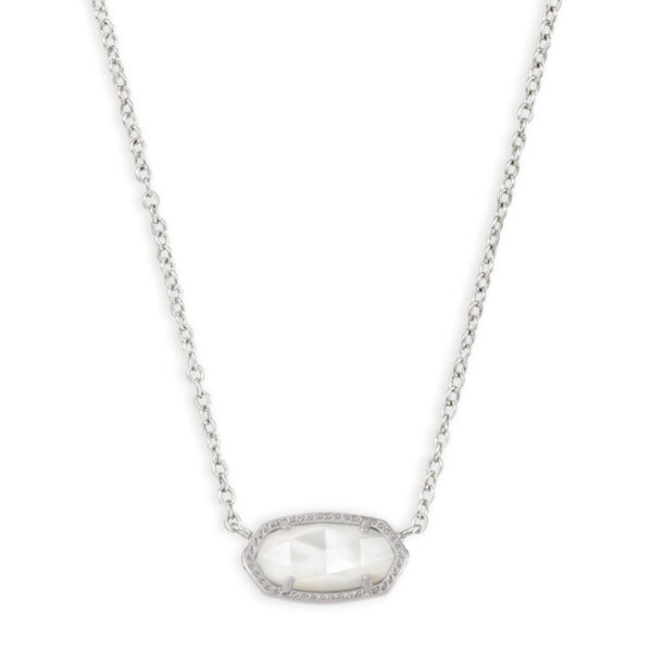 ELISA SHORT PENDANT NECKLACE SILVER IVORY MOTHER OF PEARL