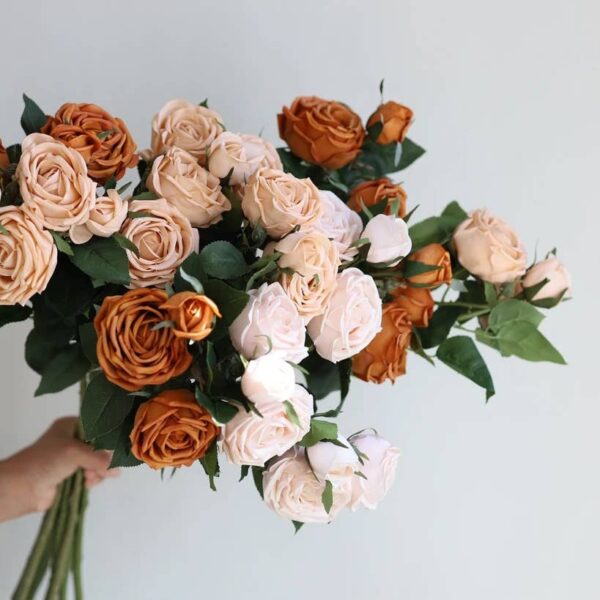 28.75"-Elegant Fall theme Real Touch Cabbage Rose : Dark Mocha - Image 2