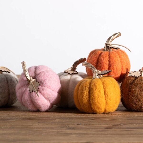 ASSORTED SET OF 6 FELT PUMPKINS, MULTI