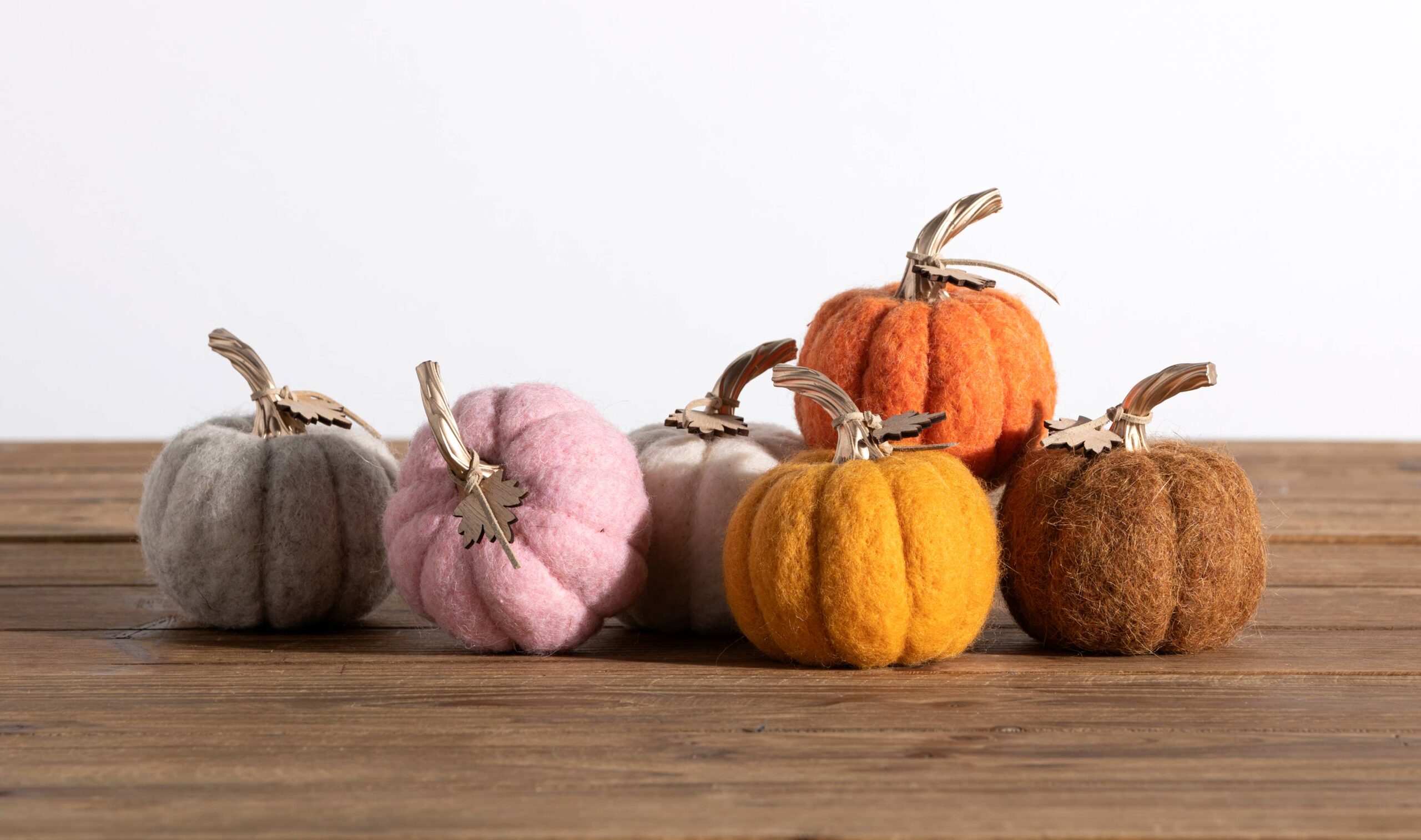 ASSORTED SET OF 6 FELT PUMPKINS, MULTI