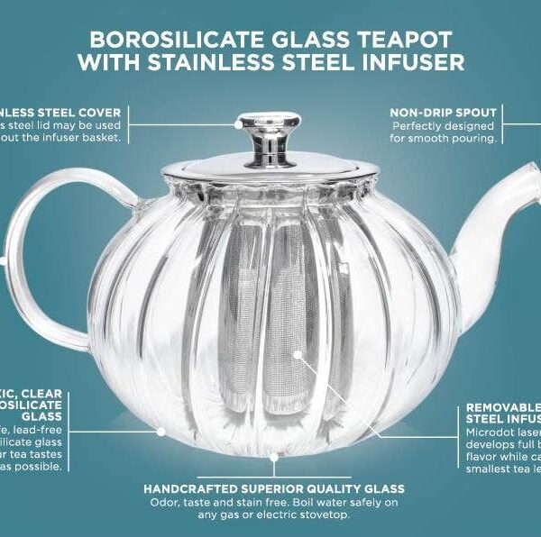 Teabloom Vienna Glass Teapot With Removable Infuser - Image 2