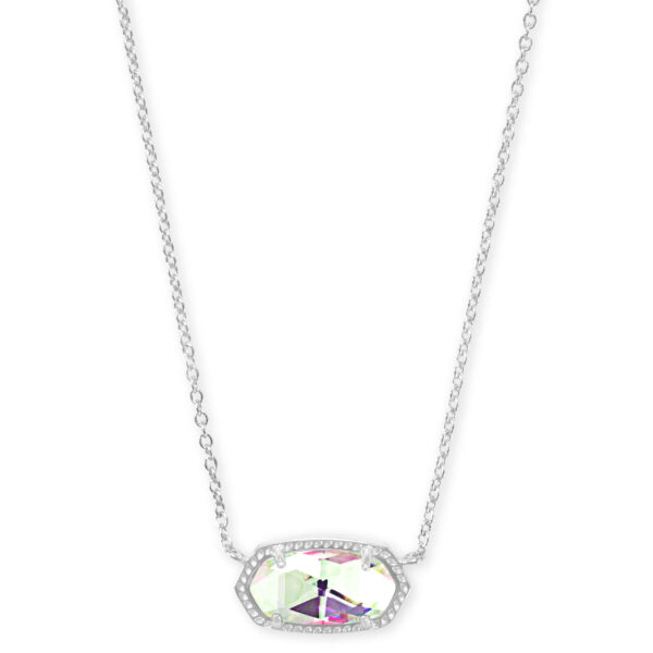 ELISA SHORT PENDANT NECKLACE RHODIUM DICHROIC GLASS - Image 2