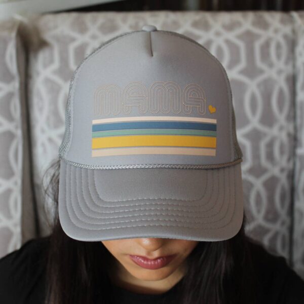 Mama Striped Foam Trucker | Mom | Mothers | Hats | Retro: Tan Foam Trucker - Image 3