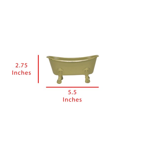 Foreside Home & Garden - Yellow Distressed Enamel Bathtub Soap Dish - Image 5