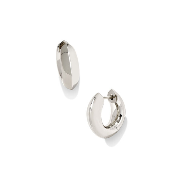 MIKKI METAL HUGGIE EARRINGS POLISHED SILVER
