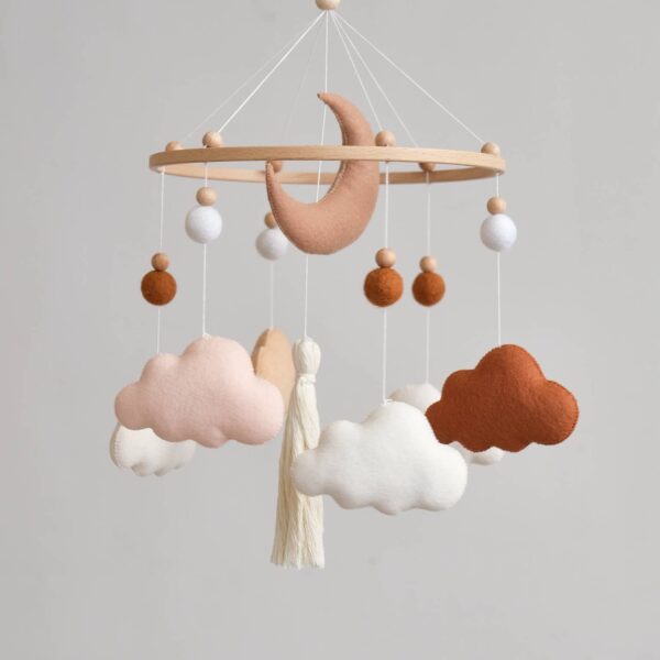 ChilDreams - Terracotta Baby Crib Mobile, Cloud Mobile, Nursery Mobile - Image 5
