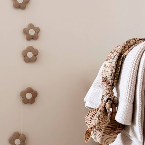 Beige Felted Wool Flower Garland