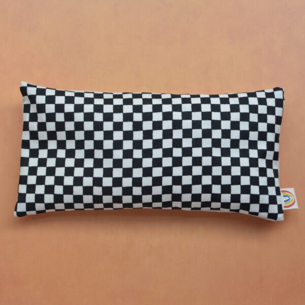Weighted Eye Pillow in Black and Natural Checkerboard: Lavender - Image 3