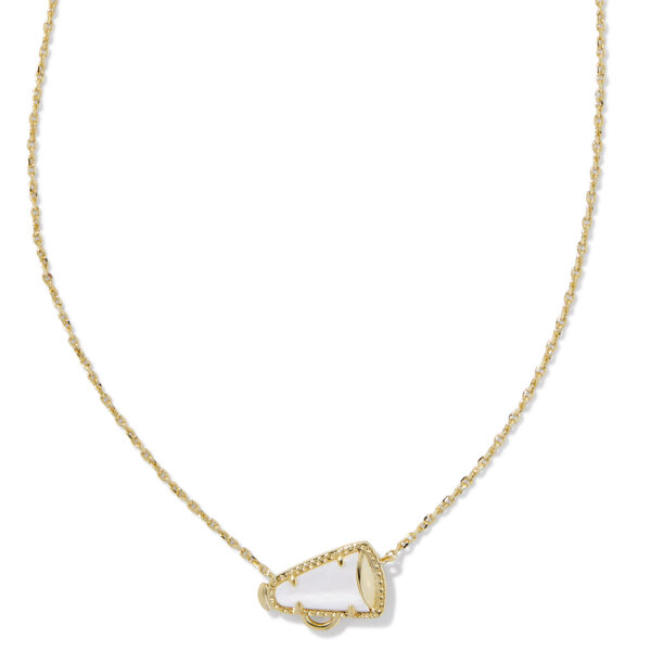 CHEER SHORT PENDANT NECKLACE GOLD WHITE MOTHER OF PEARL