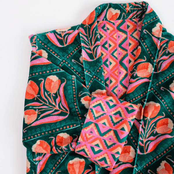 Handker Bandanas - Velvet Robe:  Reversible Cotton Duster - Winnie - Image 2