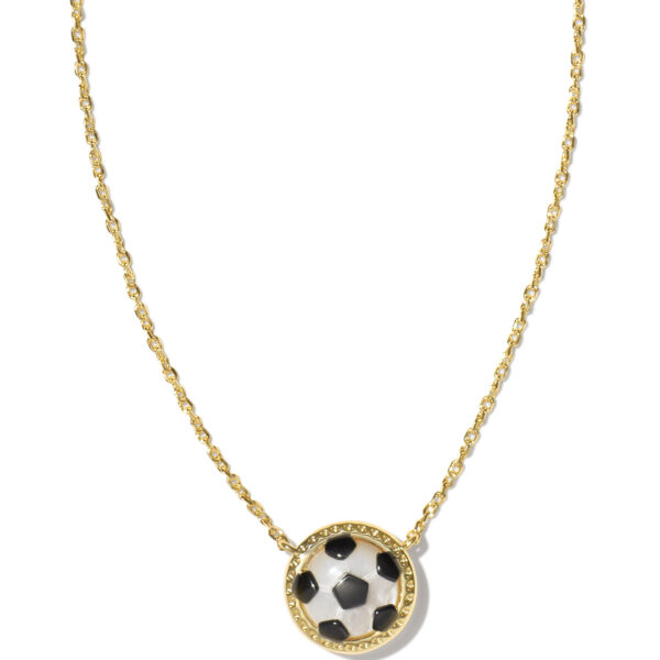 SOCCER SHORT PENDANT NECKLACE GOLD IVORY MOTHER OF PEARL
