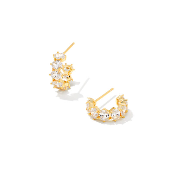 CAILIN CRYSTAL HUGGIE EARRINGS GOLD METAL WHITE CZ