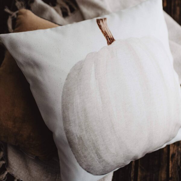 UniikPillows - White Straight Stem Pumpkin Pillow Cover |   Primitive Farmhouse Decor | Farmhouse Pillows | Country Decor | Fall Throw Pillows | Gift