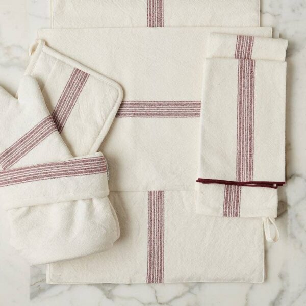 Pot Holder, Vintage Merlot Red Stripe, Set of 2 - Image 4