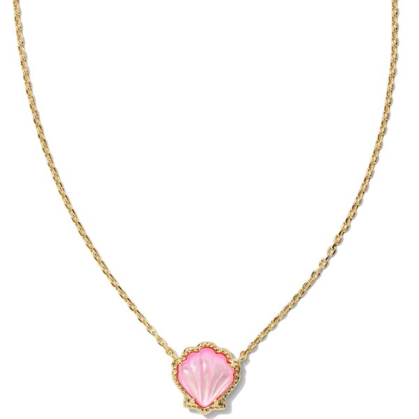 BRYNNE SHELL SHORT PENDANT NECKLACE GOLD BLUSH IVORY MOTHER OF PEARL