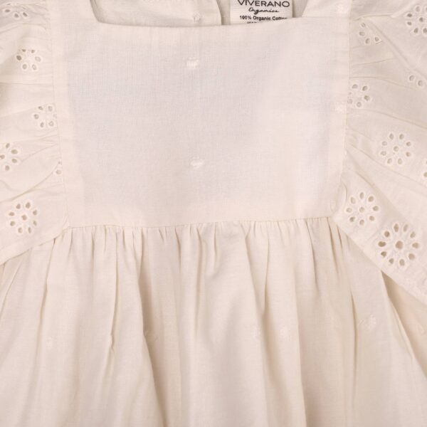 Schiffli Lace Collar Baby Girl Dress & Bloomer (Organic): Natural, 0-3M - Image 3