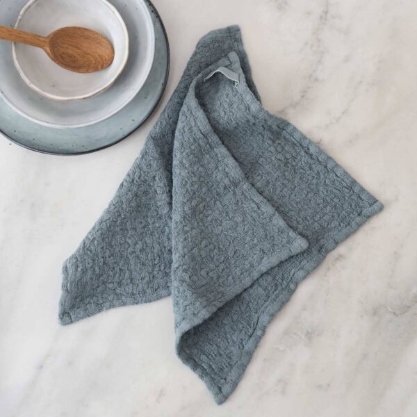 Linen Tales - Blue Fog Linen Dishcloth Set of 2 - Image 2