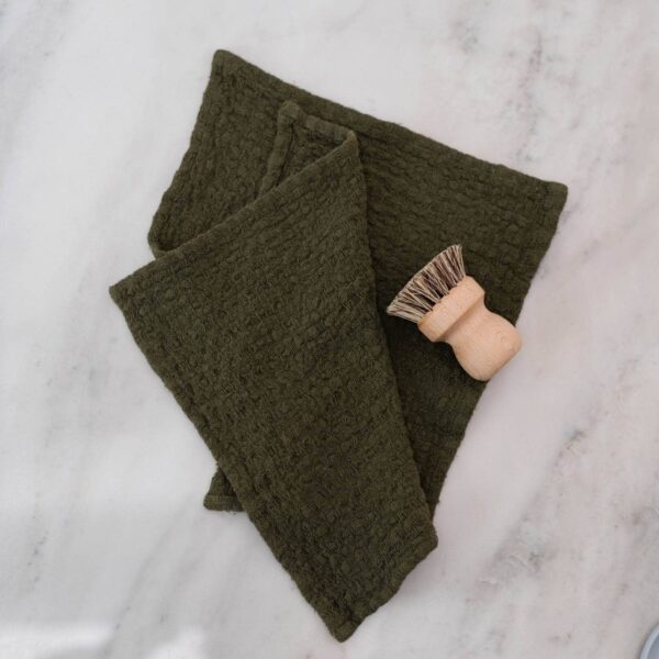 Linen Tales - Martini Olive Linen Dishcloth Set of 2 - Image 2